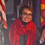 The Congress women was escorted by her husband Mark Kelly, and her rabbi.