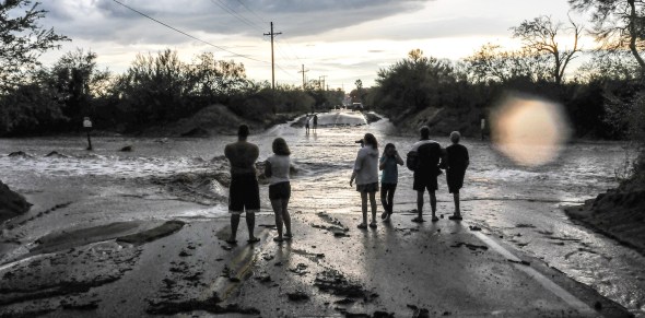 Weekend Storm fills NorthWest Side Tucson Washes 6355