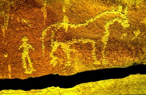This rock art in southern Utah commemorates the first time the two meet.