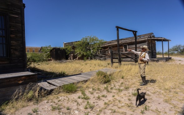 Scene of the ShootOut at the OK Corral in Tombstone, starring Kurt Russell.