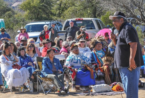 Crowd listens to Tribal leaders following the Blessing Ceremony