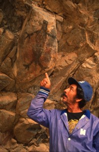 Lizard shaped pictograph in a cave near Mulege BAJA Sur.... This rock art is made with paints perhaps from crushed rock with iron.