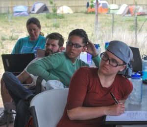 Students listen to a digital workshop produced by ASU's Jodi Reeves-Flores on Digital Antiquity's tdar, an archaeological online data base where data input will be preserved, as well as, reinterpreted as a piece of the whole.